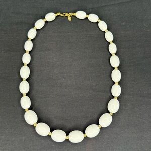 Vintage Monet 18” White Oval Beaded Necklace